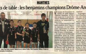 Champions Interclubs Drôme Ardèche Benjamins 2013